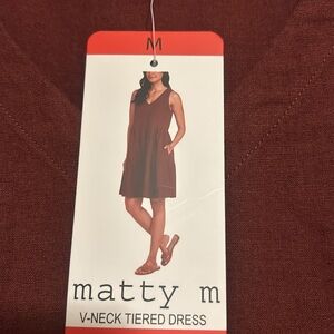 NWT Matty M tiered dress linen blend terracotta size M